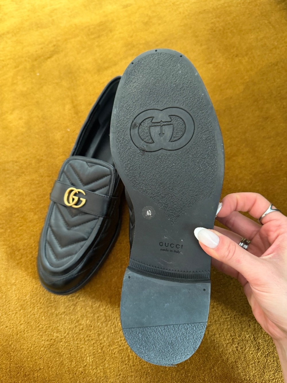 Gucci Black Leather GG Marmont Loafers – Size 40 - Picture 3 of 7
